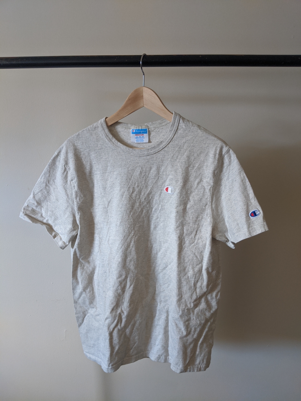 Champion Men's Heather Cream Short Sleeve Logo Tee